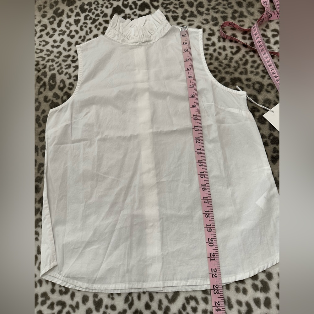 Frame Ruffle Mock Neck Sleeveless Blouse in White Size XS - Picture 15 of 16